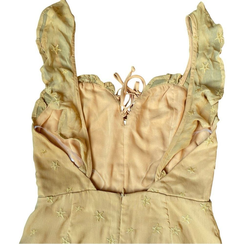 4SI3NNA Star Embroidered Mini Dress M Ruffle Strap Fairycore Y2K - Picture 9 of 10